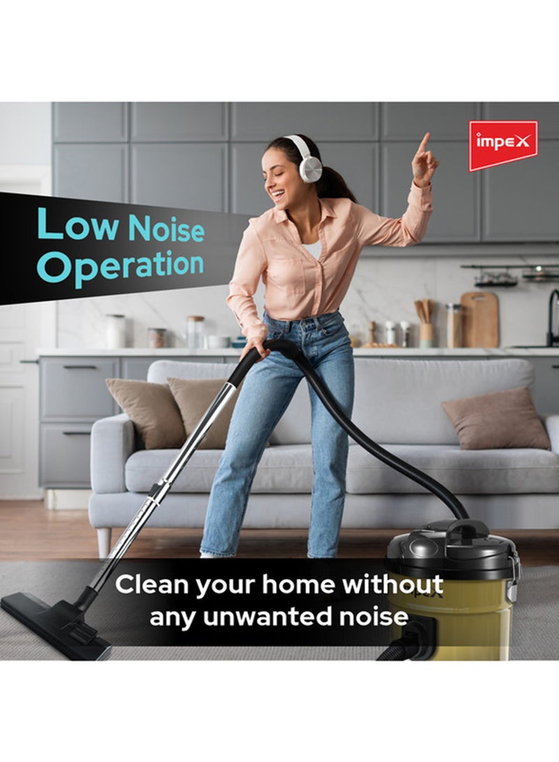 Impex - Drum Type Vacuum Cleaner  21 Liters Dust Tank Capacity With 5 Meter Power Code, Dust Level Indication, Low Noise Level, Convenient Carrying Handle, Best for Home Office And Mosque 21 L 2200 W VC 4704 Red/Silver/Black - Image 1