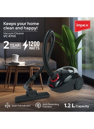 مكنسة كهربائية 1.2 L 1200 W VC 4705 أسود - view 2