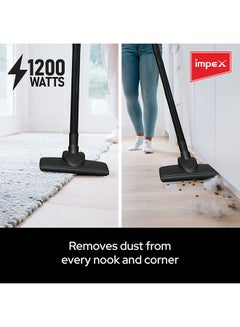 Impex Vacuum Cleaner | High-Power Suction | Washable Cloth Bag | Flexible Hose with Air Flow Adjustment | Pedal Switch & Auto-Rewinding Wire | Easy Movement with Wheels 1.2 L 1200 W VC 4705 Black  - Image 3