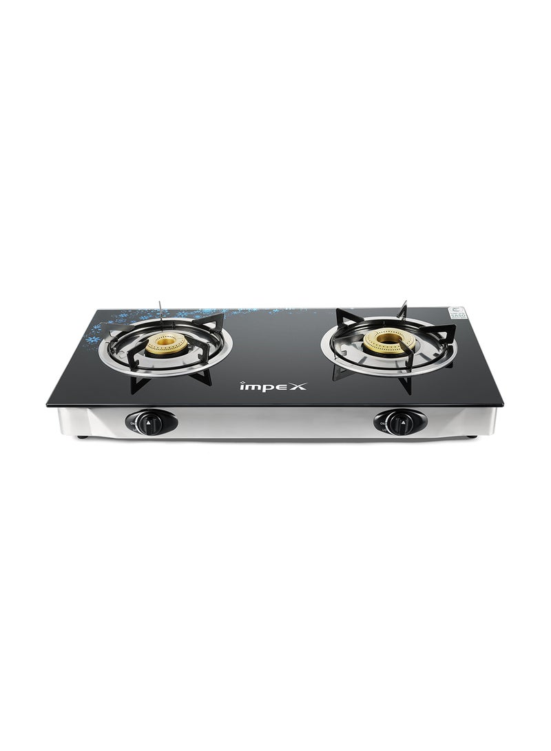 2-Burner Glass Top Gas Stove - Aesthetically Designed Glass Top, High-Efficiency Blue Flame, Spill Tray, Ergonomic Knobs, Stainless Steel Screw, Compact Size IGS 1212F Black/Silver - pnsku/N35092698A/45/_/1717664904/7ca6ced8-9ded-491f-a925-b2dffa4c9b9a