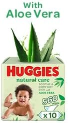 HUGGIES Natural Care Aloe Vera Baby Wipes, Pack of (10 x 56 Wipes), Enriched with Pure Aloe Vera, Made from Natural Plant-Based Fibers, Safe and Gentle, Paraben & Alcohol Free - Image 5