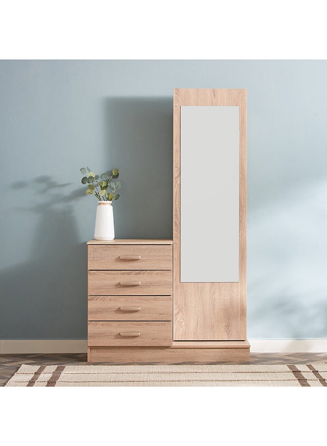 Cooper 4-Drawers Dresser | Dressing Table | Vanity Table | Makeup Table With Mirror And Storage Brown 108.2x180.4x39.7cm 