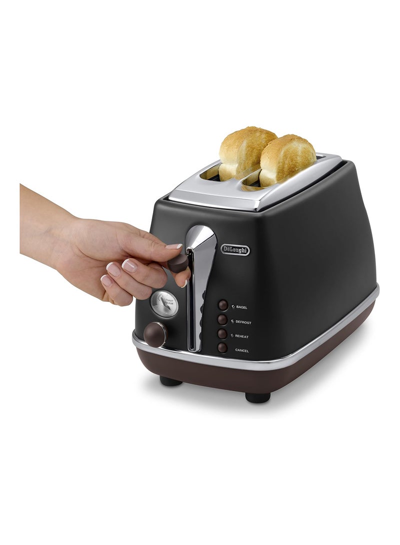 De'Longhi - Icona Vintage 2 Slice Toaster 900 W CTOV2103.BK Black/Silver - Image 1