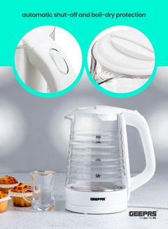 GEEPAS Electric Glass Kettle- 360-Degrees Rotation, Light Indicator and Automatic Cut-Off| Perfect for Boiling Water, Milk, Tea| Transparent Kettle with Volume Marker| Modern Ergonomic Design 1.7 L 2200 W GK9902N Clear/White  - Image 5