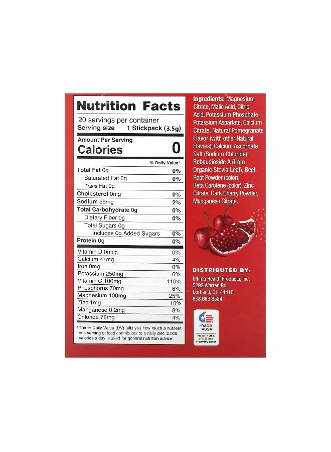 Ultima Replenisher 6 Essential Electrolytes* Cherry Pomegranate, 20 Stick Packs each 0.12 oz Packaging May Vary - Image 3