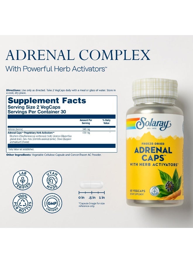 SOLARAY Freeze-Dried Adrenal, 60 VegCaps - Image 2