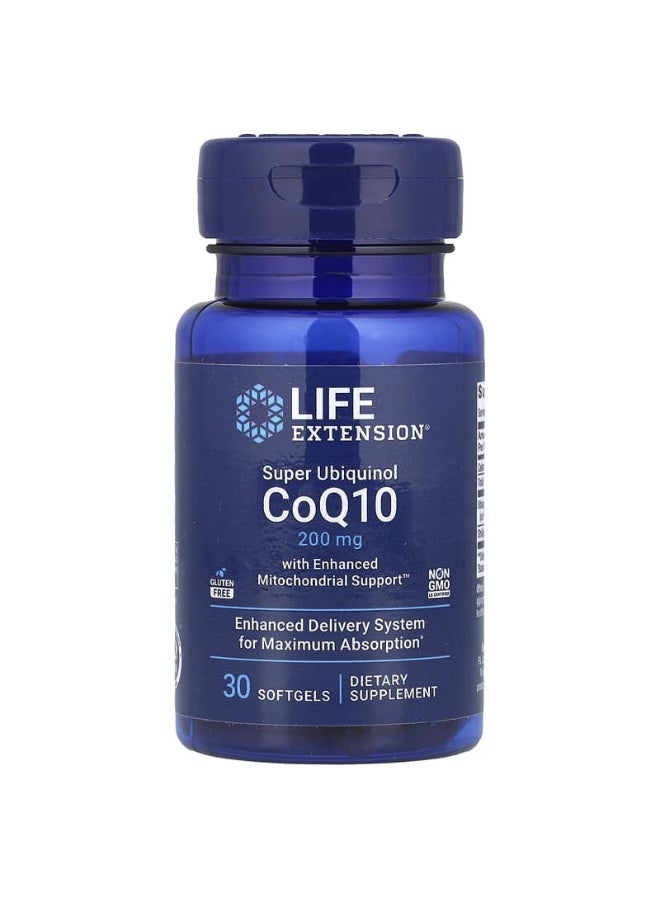 Life Extension Super Ubiquinol COQ10 With Enhanced Mitochondrial Support 200 Mg - 30 Softgels - Image 1