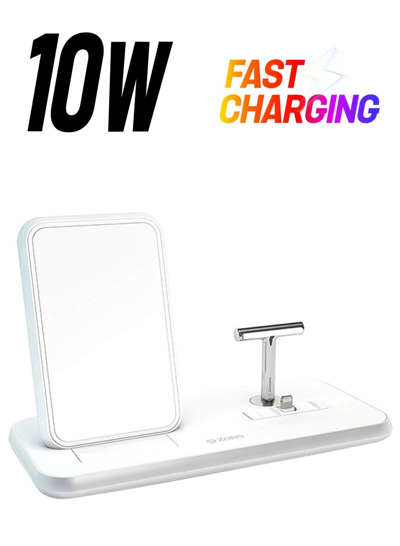 Zens Wireless Charging Dock For Smartphones/AirPods White  - Image 1