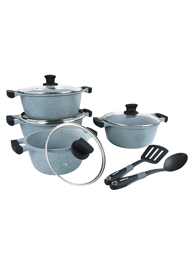 Winsor 10-Piece  Aluminum Granite Non-Stick Cookware Set Gray 20cm  - Image 1