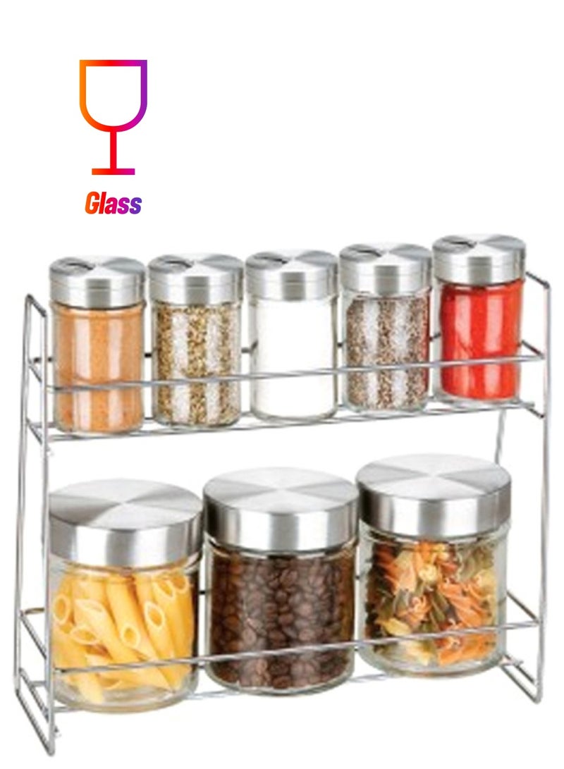 كولي إيمبورتس مجموعة مرطبانات توابل من الزجاج مكونة من 8 قطع شفاف 23x13.6x11.1بوصة