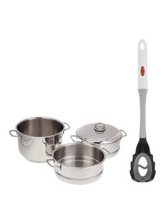 Prestige 4-Piece Stainless Steel Steamer Set +Pasta Server Silver/Grey/Black 24cm  - Image 1