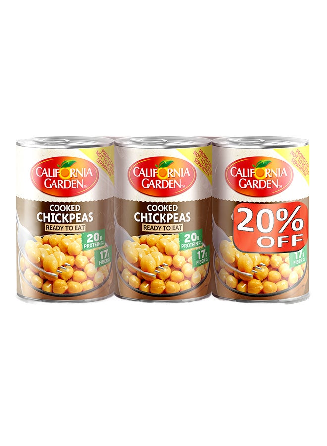 California Garden Ready to Eat Chickpeas 400grams Pack of 3  - Image 1