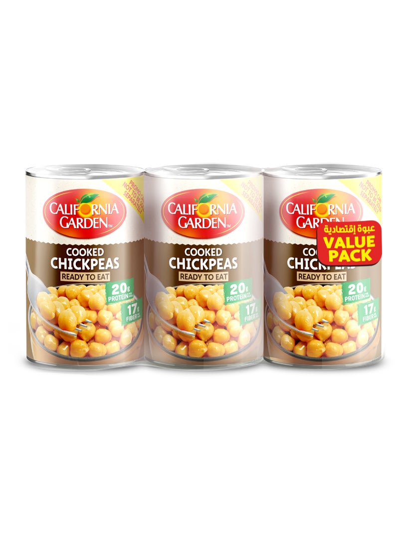 California Garden Ready to Eat Chickpeas 400grams Pack of 3 - Image 1