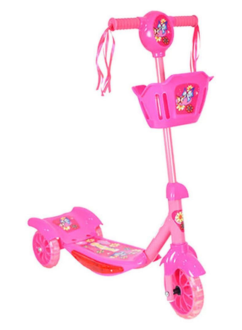 AMLA 3-Wheel Portable High Quality Musical Stylish Padded Handles Kick Scooter Safe For Kids Pink 62x22x70cm - Image 1