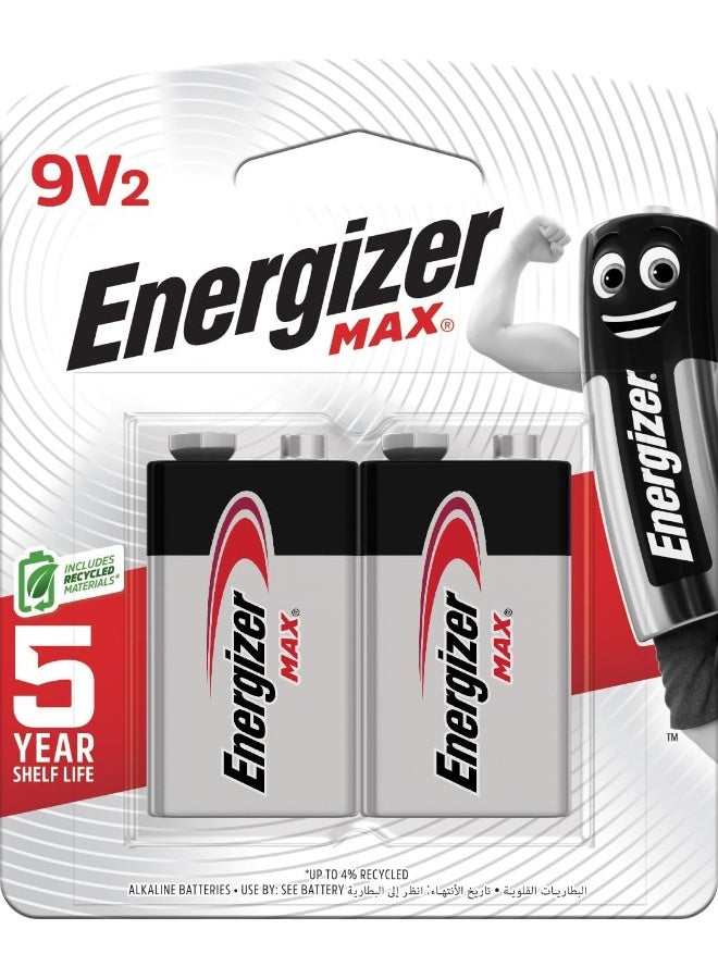 Energizer Energizer Max Alkaline 9V batteries Pack Of 2 White/Black  - Image 3
