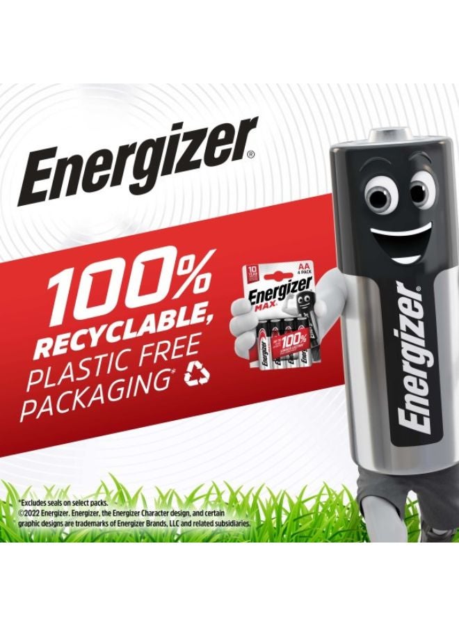 Energizer - Energizer Max Alkaline AAA Batteries - Pack Of 4 Silver/Black/Red - Image 1