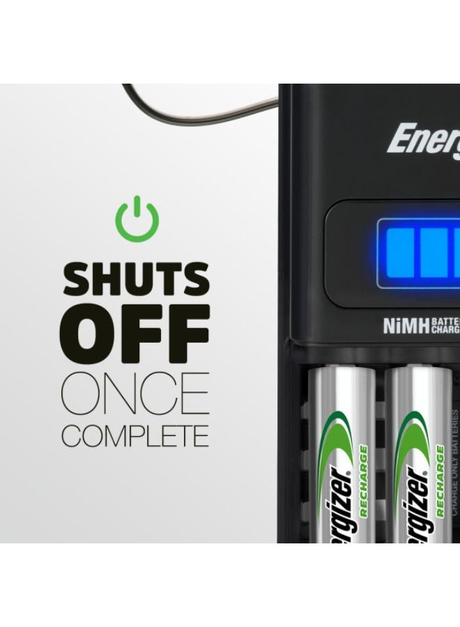 Energizer - Energizer Charger Maxi for AA & AAA Batteries With 2 AA Rechargeable Batteries Silver/Black/Green - Image 1