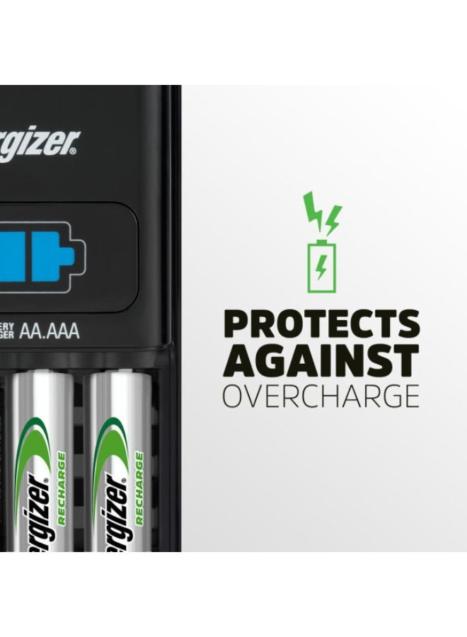 Energizer - Energizer Charger Maxi for AA & AAA Batteries With 2 AA Rechargeable Batteries Silver/Black/Green - Image 1