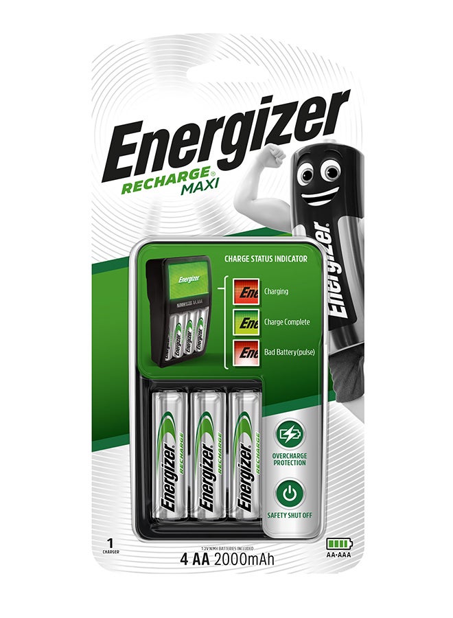 Energizer Charger Maxi for AA & AAA Batteries With 2 AA Rechargeable Batteries Multicolour 