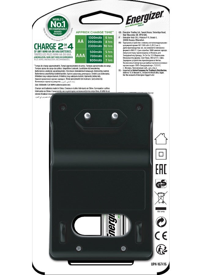 Energizer Charger Maxi for AA & AAA Batteries With 4 AA Rechargeable Batteries Multicolour - Image 3