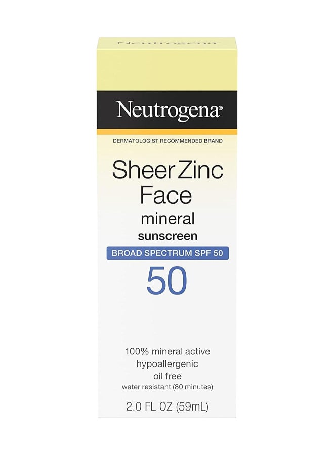 Neutrogena - Sheer Zinc Face Sunscreen Spf 50 (2.0 Fl Oz) 2Fluid Ounce - Image 1