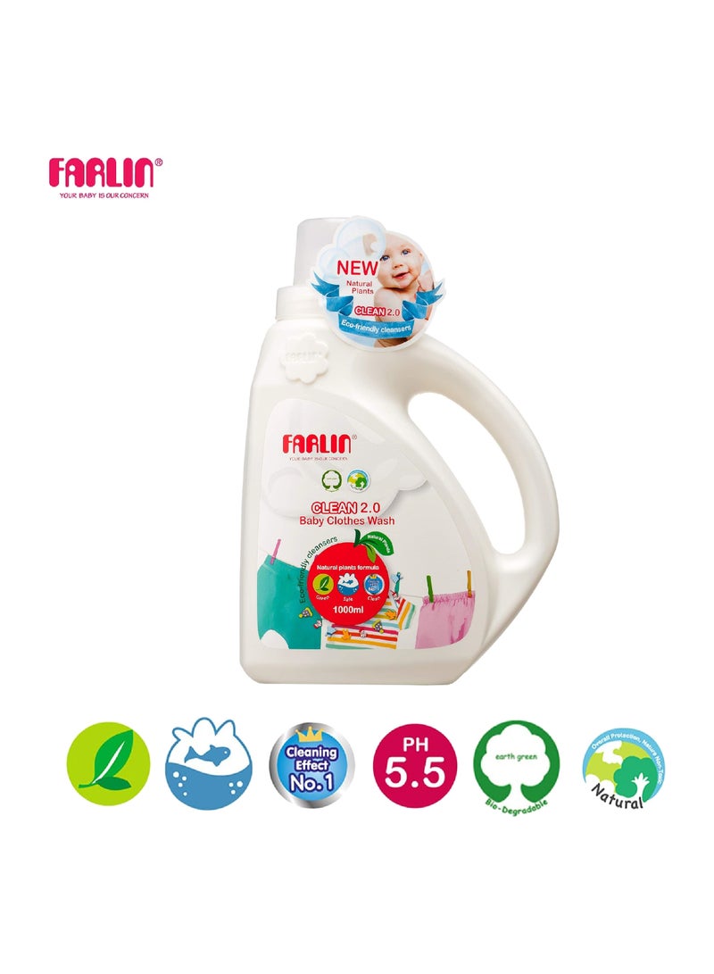 FARLIN - Clean 2.0 Baby Clothing Detergent 1000ml – Gentle, Hypoallergenic And Stain-Removing Laundry Liquid - Image 1
