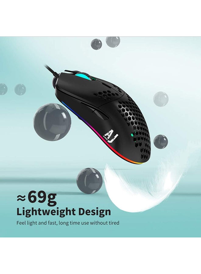 Ajazz - AJ390 Gaming Wired Ultra-Lightweight Honeycomb Design 16000DPI Programmable Mice 7 Buttons Computer Mouse for Laptop - Image 1