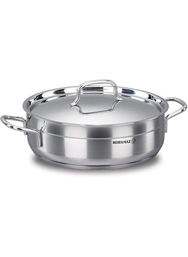 Korkmaz Alfa Low Casserole With Lid Silver  - Image 3