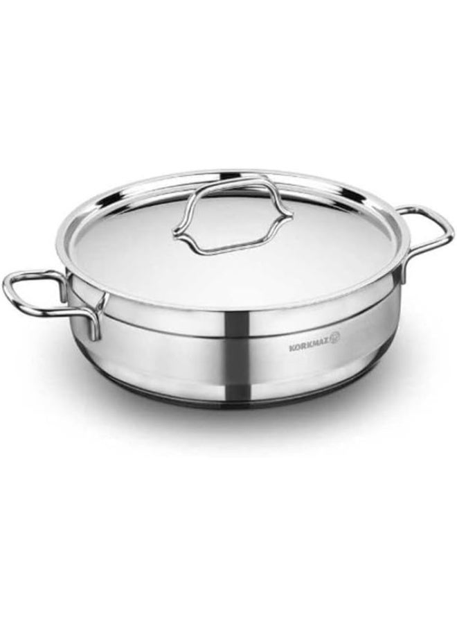 Korkmaz Alfa Short Cooker With Lid Silver 30x10cm  - Image 2