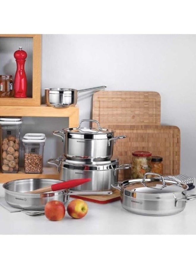 Korkmaz Alfa Short Cooker With Lid Silver 30x10cm  - Image 3