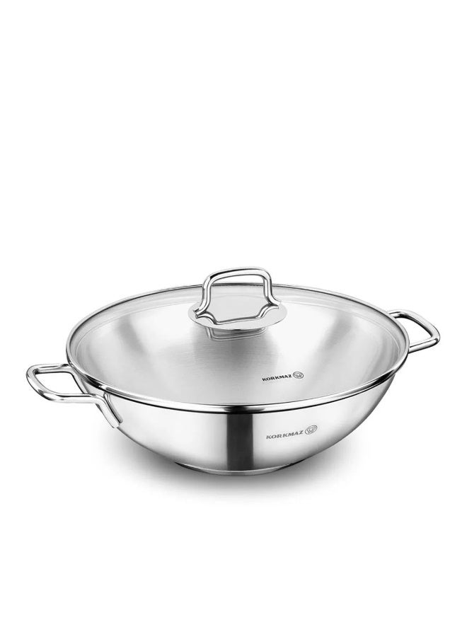 كوركماز مقلاة ووك بيرلا فضي 28x8.5سم - Image 1