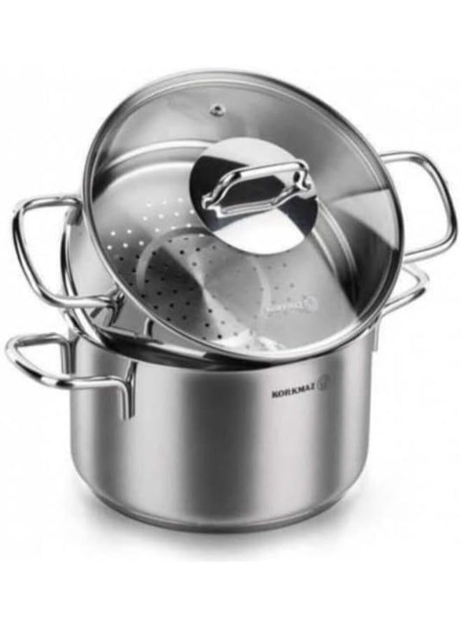 Korkmaz 3-Piece Perla Couscous Casserole Set Silver/Clear 24 x 15.2cm  - Image 2