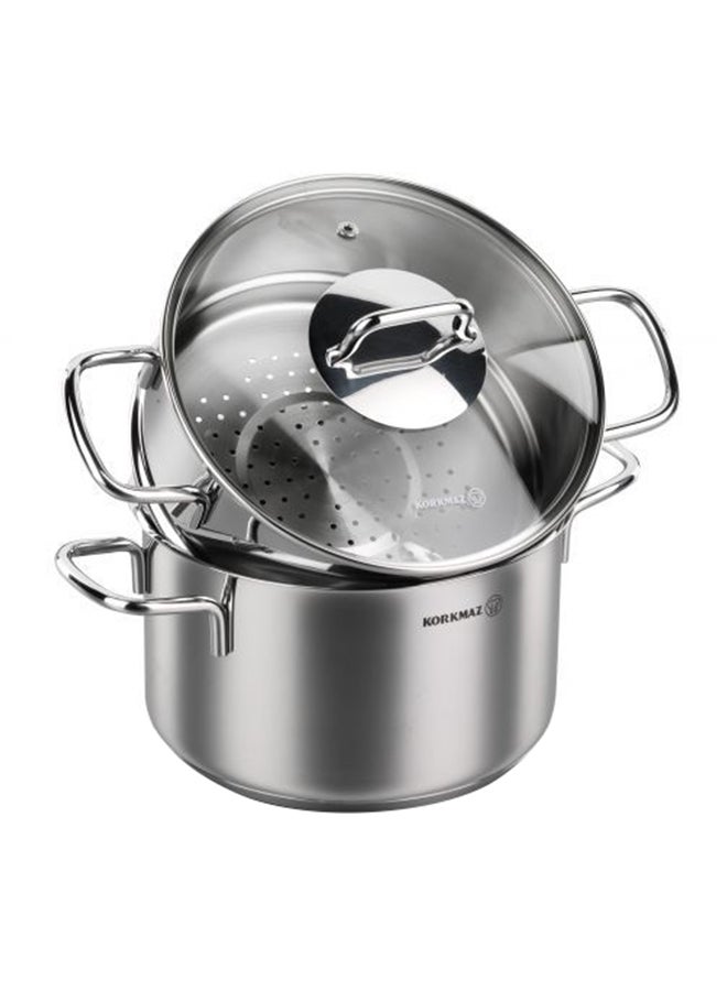 Korkmaz 3-Piece Perla Couscous Casserole Set Silver/Clear 24 x 15.2cm  - Image 1