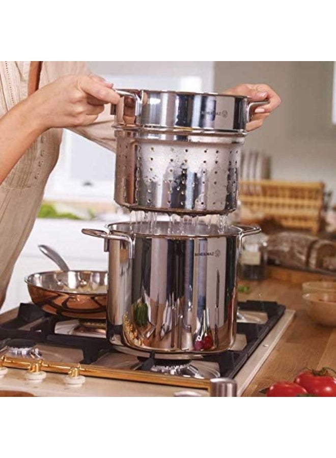 Korkmaz 3-Piece Perla Spaghetti Casserole Set Silver Casserole5.6, Spaghetti Pan 5.1Liters - Image 3