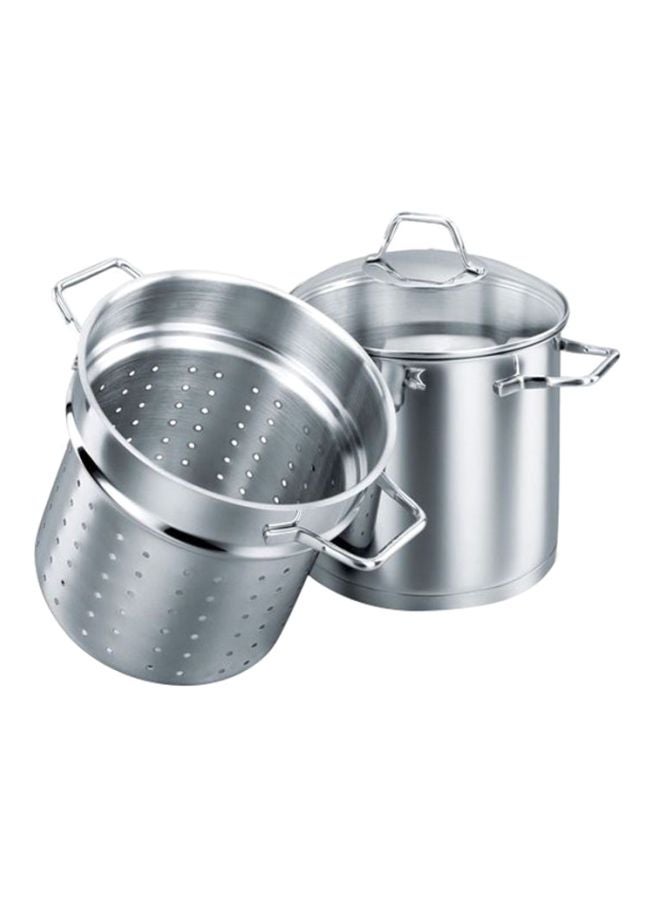 Korkmaz 3-Piece Perla Spaghetti Casserole Set Silver Casserole5.6, Spaghetti Pan 5.1Liters - Image 1