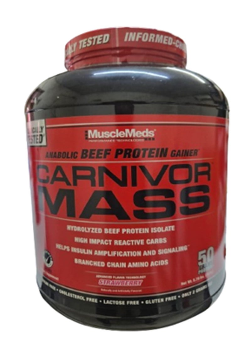 MUSCLEMEDS Carnivor Mass Gainer Beef Protein, Strawberry - 5.79 lbs  - Image 1