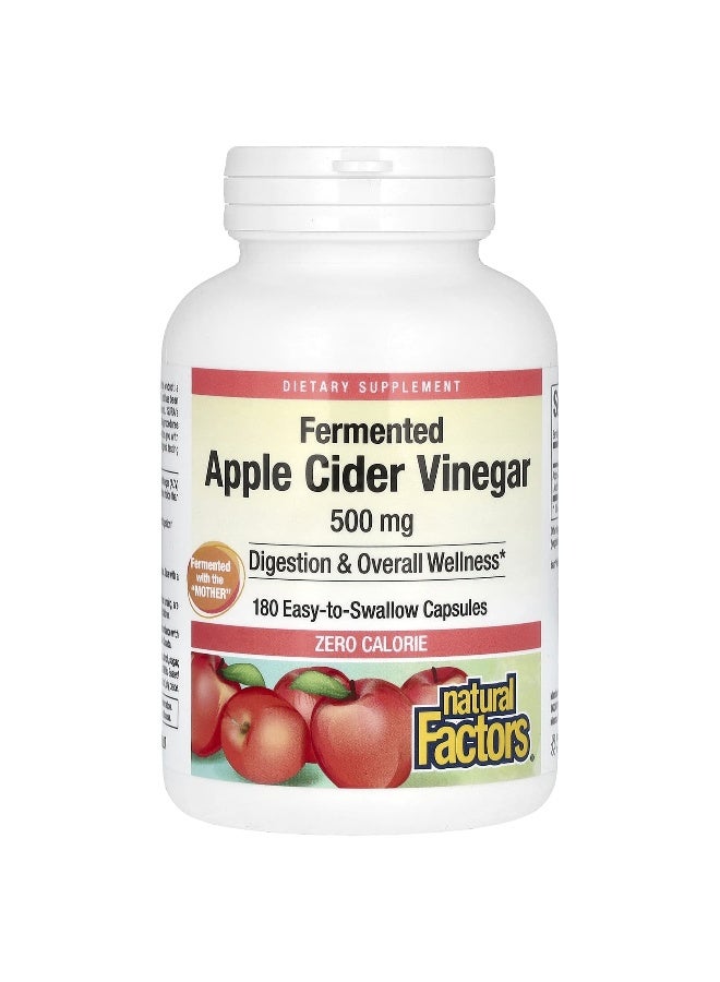 natural Factors - Fermented Apple Cider Vinegar 500 Mg 180 Easy To Swallow Capsules Packaging May Vary - Image 1
