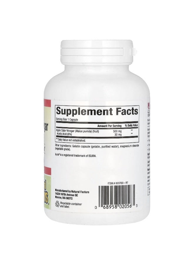 natural Factors - Fermented Apple Cider Vinegar 500 Mg 180 Easy To Swallow Capsules Packaging May Vary - Image 1