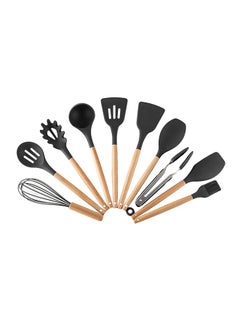 12-Piece Cooking Utensils Kitchen Set Black and Wood - pnsku/N35681949A/45/_/1704880145/613d3994-fde3-426a-99d8-9651e142e863