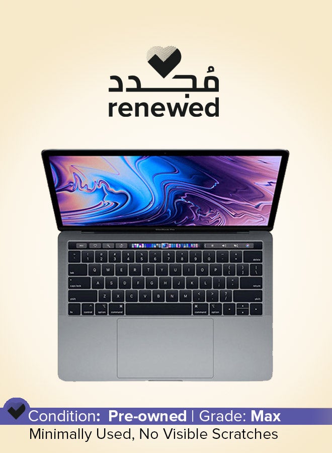 ابل  مُجدد - لابتوب ماك بوك برو بشريط يعمل باللمس مع شاشة مقاس 13.3 بوصة ومعالج كور i5 وذاكرة رام 8 جيجابايت/محرك أقراص SSD سعة 512 جيجابايت/بطاقة رسومات مدمجة إصدار 2018 رمادي فلكي - Image 1
