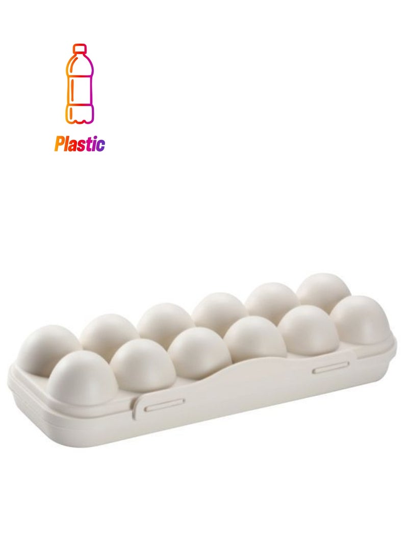 Egg Container With Lid Beige 11.8x5.9x2.6inch 