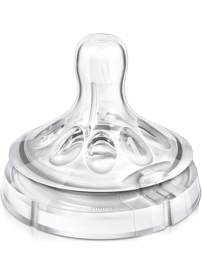 Philips Avent Pack Of 2 Ultra Flexible Silicone Natural Baby Bottle Teats Newborn Flow 0M+, Clear