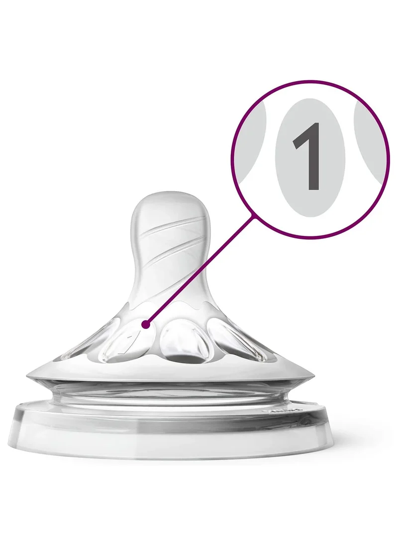 Philips Avent Pack Of 2 Ultra Flexible Silicone Natural Baby Bottle Teats Newborn Flow 0M+, Clear