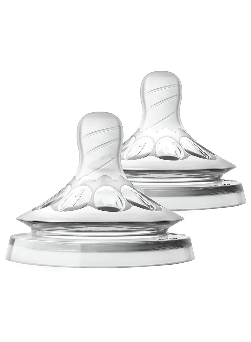 Philips Avent Pack Of 2 Ultra Flexible Silicone Natural Baby Bottle Teats Newborn Flow 0M+, Clear