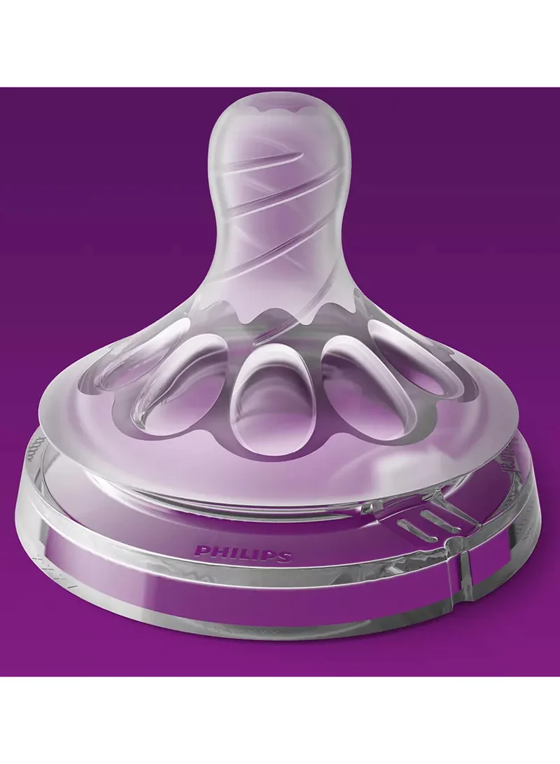 Philips Avent Pack Of 2 Ultra Flexible Silicone Natural Baby Bottle Teats Newborn Flow 0M+, Clear