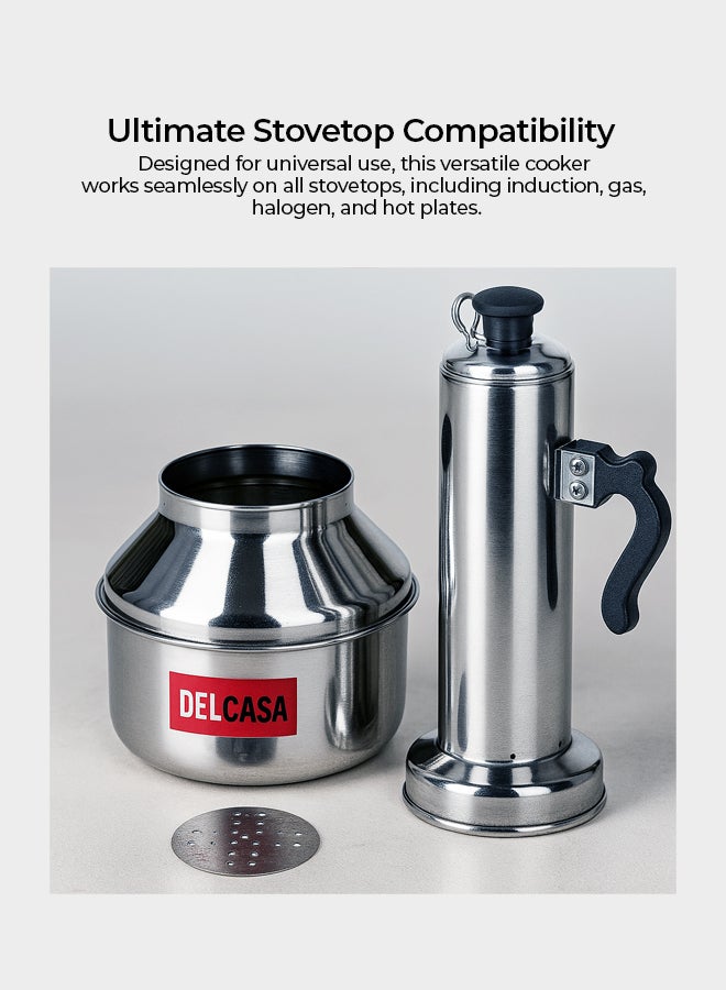ديلكاسا ماكينة صنع البوتو تعمل بالضغط مع إناء من الستانلس ستيل فضي 35سم - Image 3