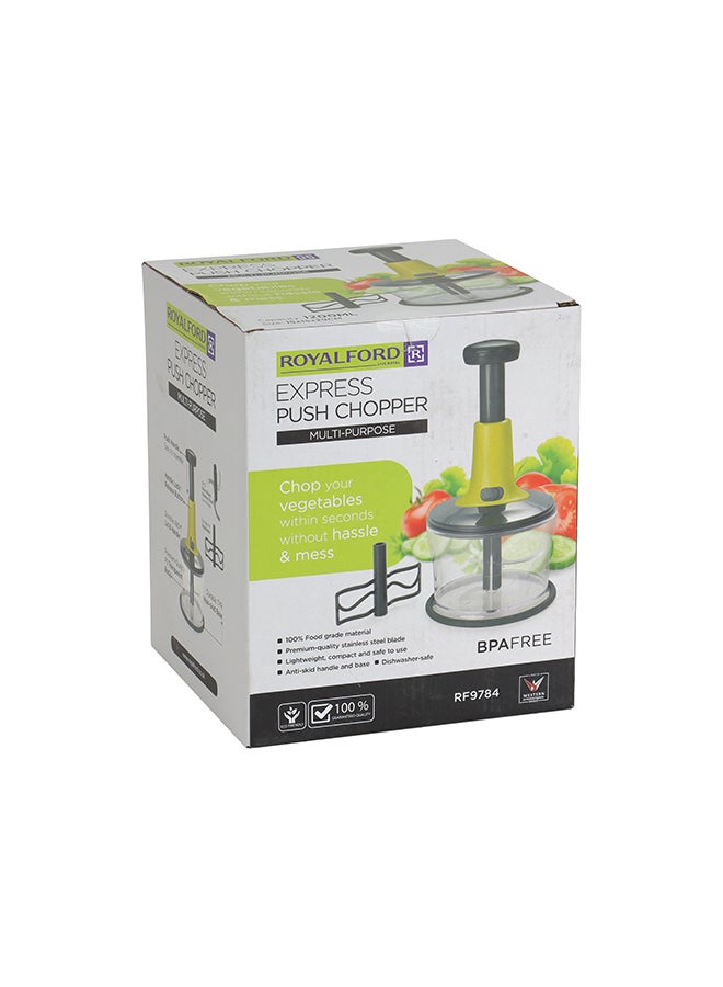 Royalford - Express Push Chopper Multi-Purpose 1200Ml Multicolor 15X15X29Cm Dishwasher Safe 15.7X 15.7X19cm - Image 1