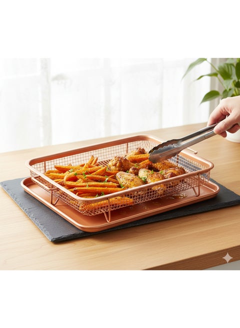 Elevated Nonstick Crisper Tray Brown 13x4x11inch