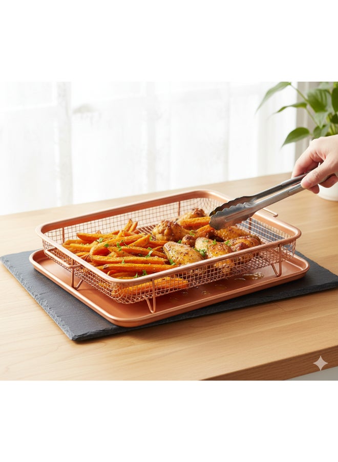 GOTHAM STEEL Elevated Nonstick Crisper Tray Brown 13x4x11inch - Image 1