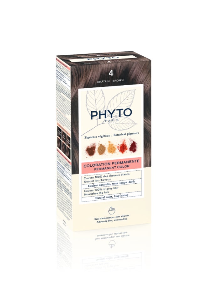 Phyto Botanical Pigment Permanent Hair Colour 4 Chatain Brown Brown 110ml - Image 1